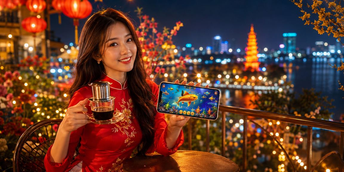 Người dùng Hà Nội trải nghiệm game bắn cá trên hn2 bên ly cà phê